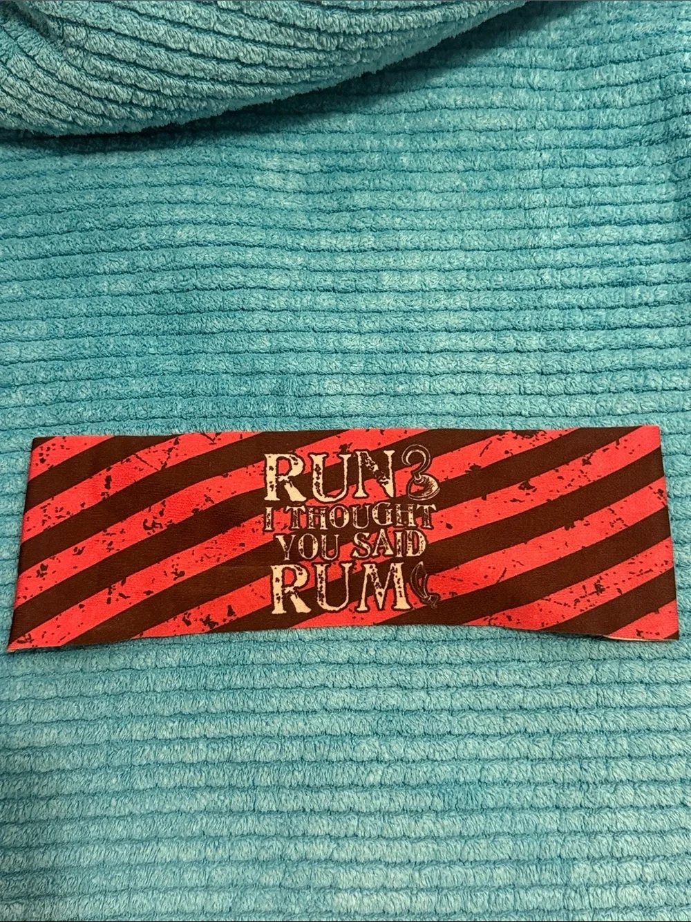 Red and Black Striped Headband - 'Run? I Thought You Said Rum' 3